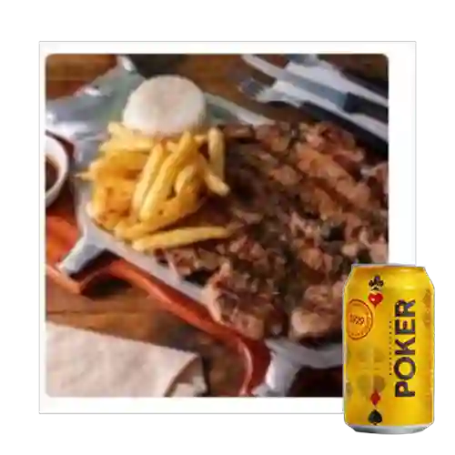 Combo Churrasco Argentino + Cerveza Poker Lta 330ml