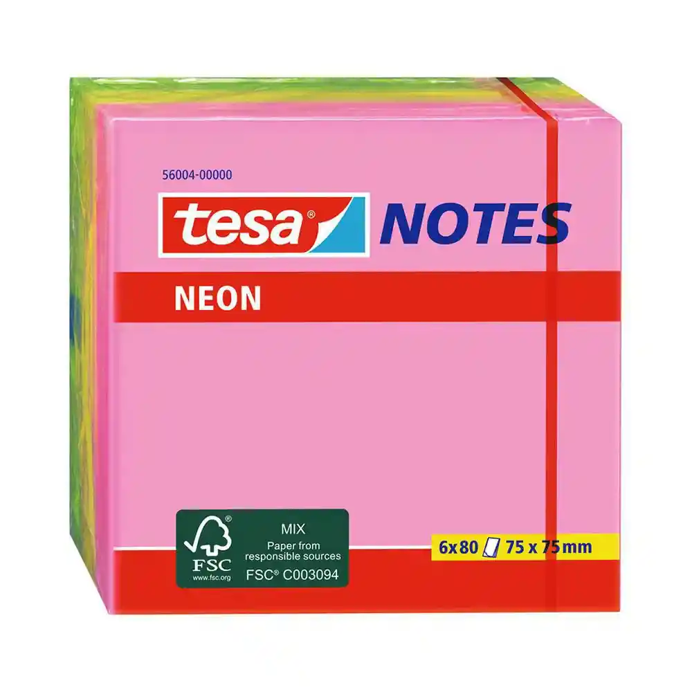 Tesa Nota Adhesiva Neón 3 Colores 75 mm 56004-0000