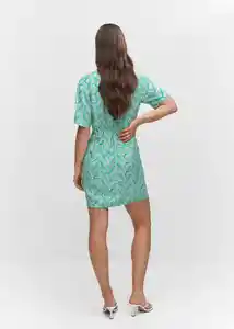 Vestido Flora Turquesa Talla L Mujer Mango