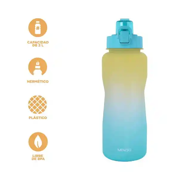Cilindro Plástico Con Asa Amarillo y Azul 2 L Miniso