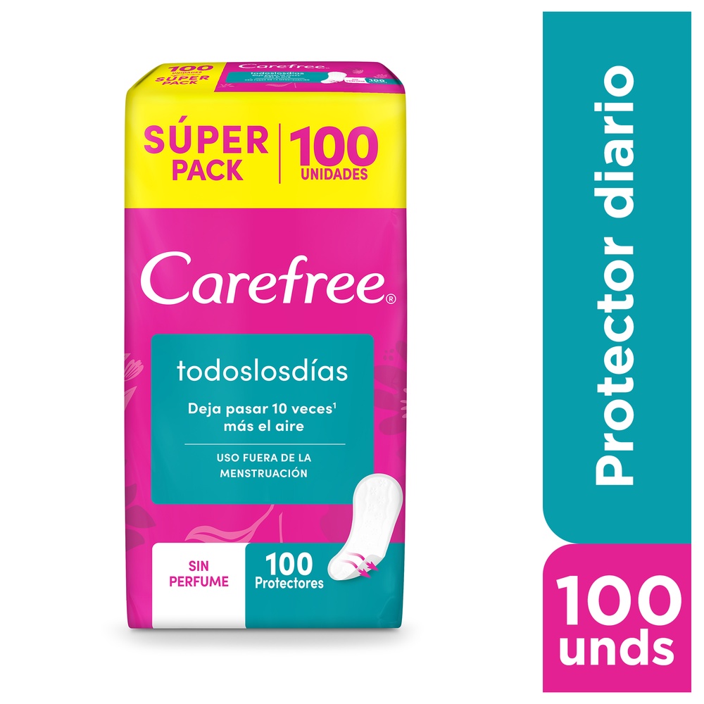 Protectores CAREFREE Todos los dias PACK ECONÓMICO x 100 UND