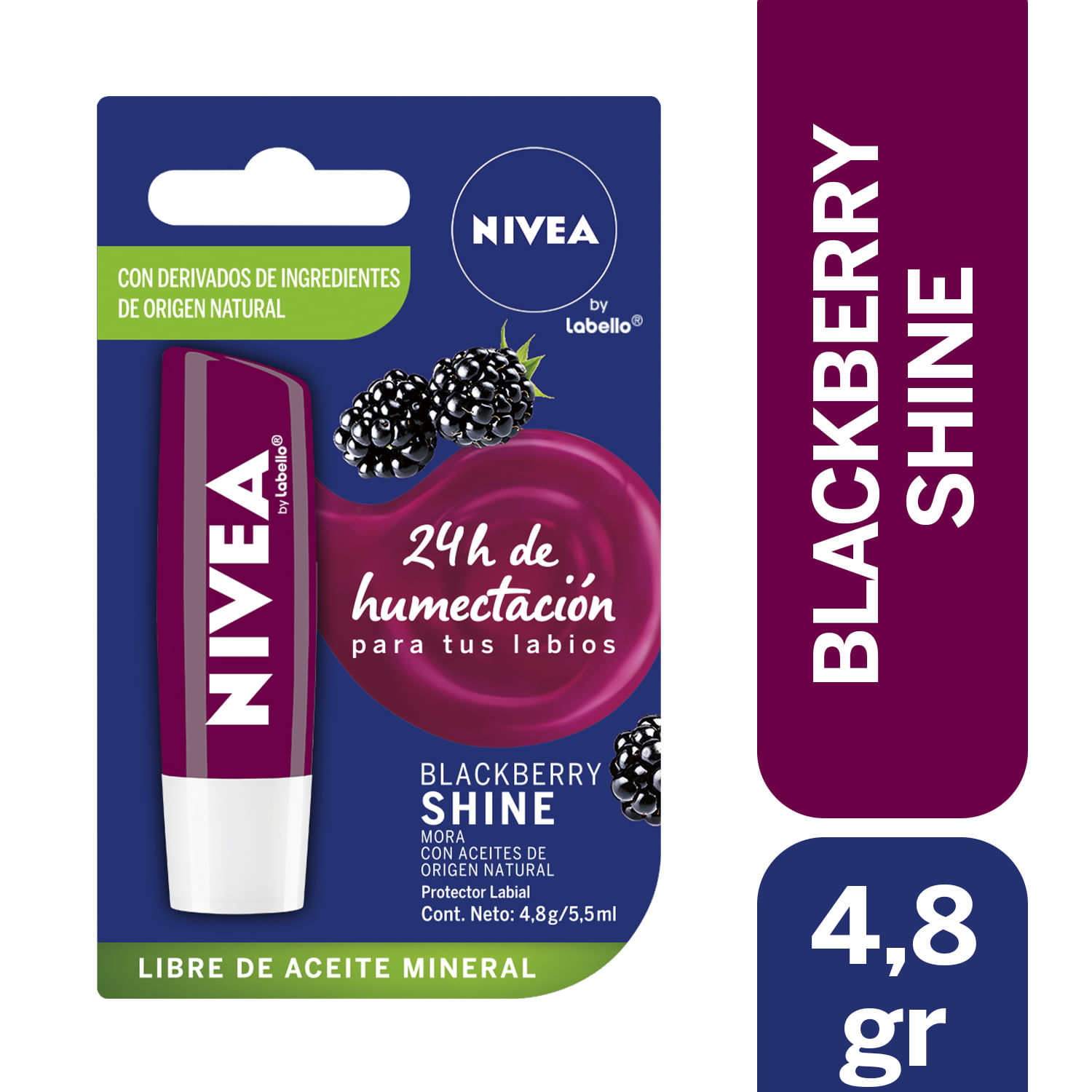 Nivea Bálsamo Labial Hidratante Blackberry Shine 4.8 g