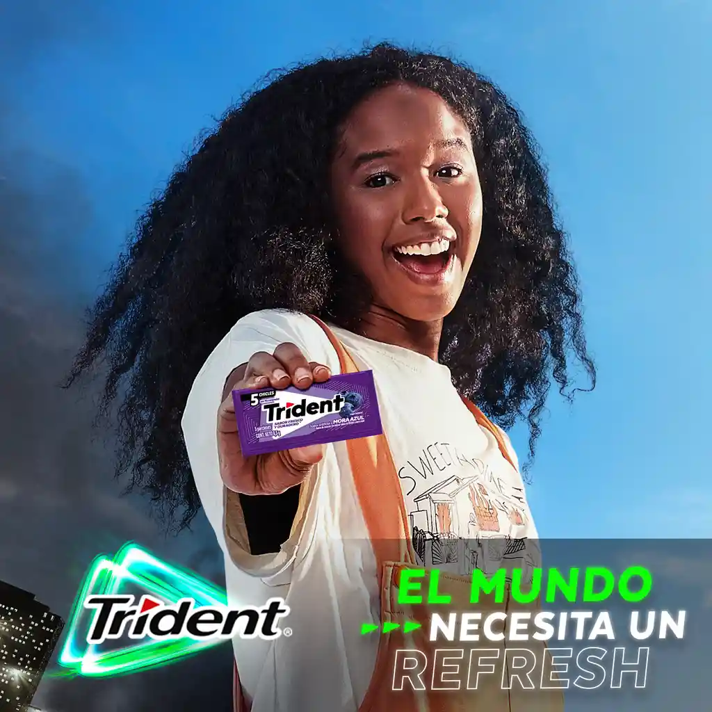 Chicle Trident Sin Azúcar Sabor Mora 5 Unid