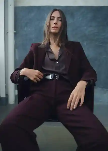 Blazer Americana Bergen Burdeos Talla S Mujer Mango