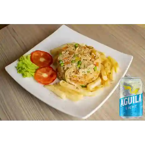 Combo Arroz con Pollo Junior + Cerveza Aguila Ligh