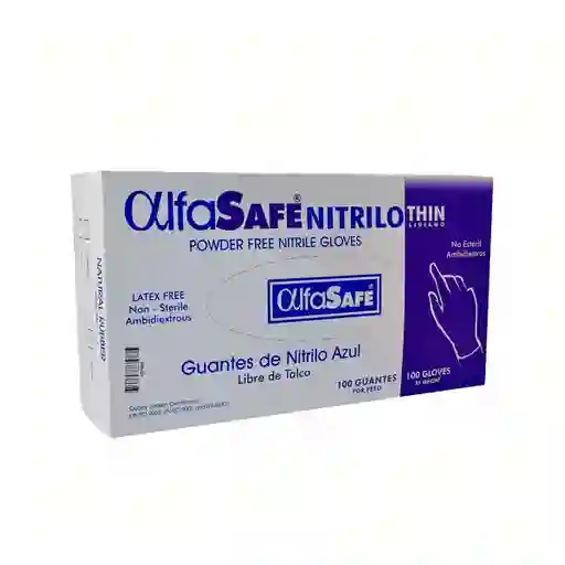 Alfa Safe Guante de Nitrilo Azul Talla L