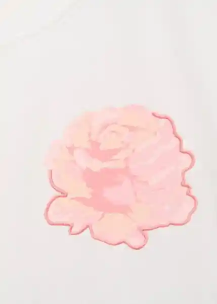 Camiseta Rosa-W Off White Talla M Mujer Mango