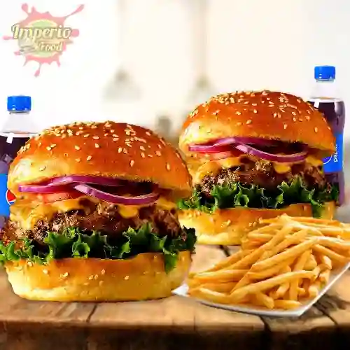 Doble combo cheddar hamburguesa