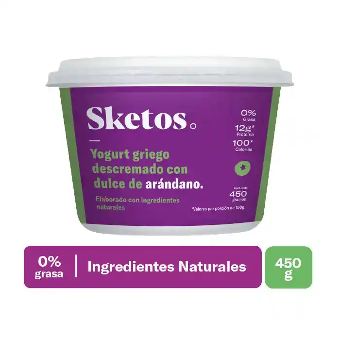 Sketos Yogurt Griego Descremado con Dulce de Arándano