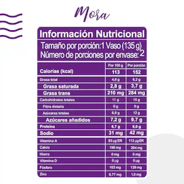 Zorba Yogurt Griego Sabor a Melocotón Fresa y Mora