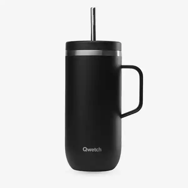 Qwetch Vaso Cold Cup Con Asa Isotérmico Negro 600 mL