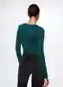 Camiseta Basi-L Verde Talla L Mujer Mango