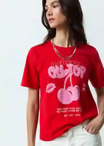 Camiseta Mujer Rojo Cinta Oscuro Talla S 409F006 Naf Naf