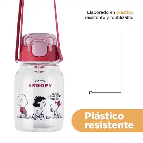 Vaso Plástico Correa Para el Hombro Snoopy Rojo 600 mL Miniso