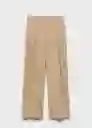 Pantalón Deia Beige Talla 36 Mujer Mango