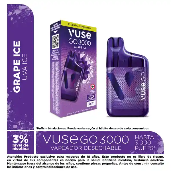 Vuse Go 3000 Grape Ice 34Mg