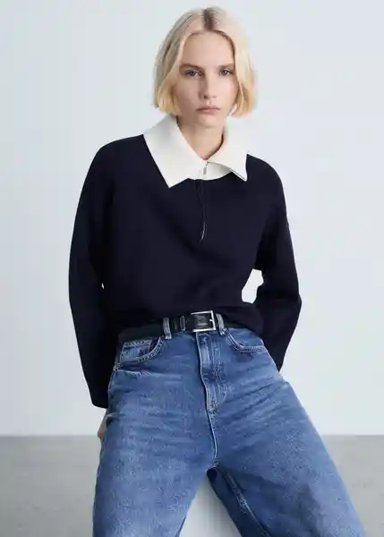 Jersey Latas Navy Talla XS  Mujer Mango