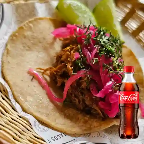 Tacos de Cochinita Pibil X 2 +Cocacola Org 400ml