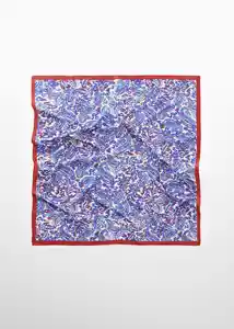 Pañuelo Cachemir Azul Talla 99 Mujer Mango