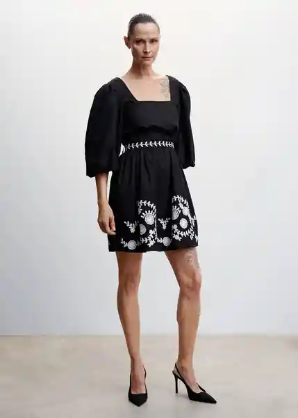 Vestido Bonito-L Negro Talla M Mujer Mango