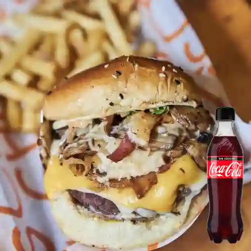 Combo Hamburguesa Mushroom Bacon +Cocacola S/az 500ml