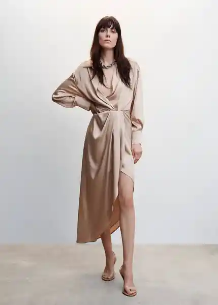 Vestido Atlantis Beige Talla L Mujer Mango