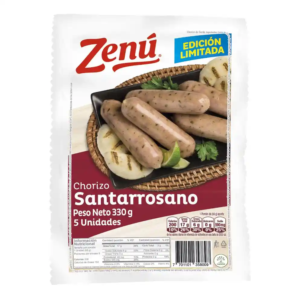 Chorizo Santarrosano Artesanal Zenú 