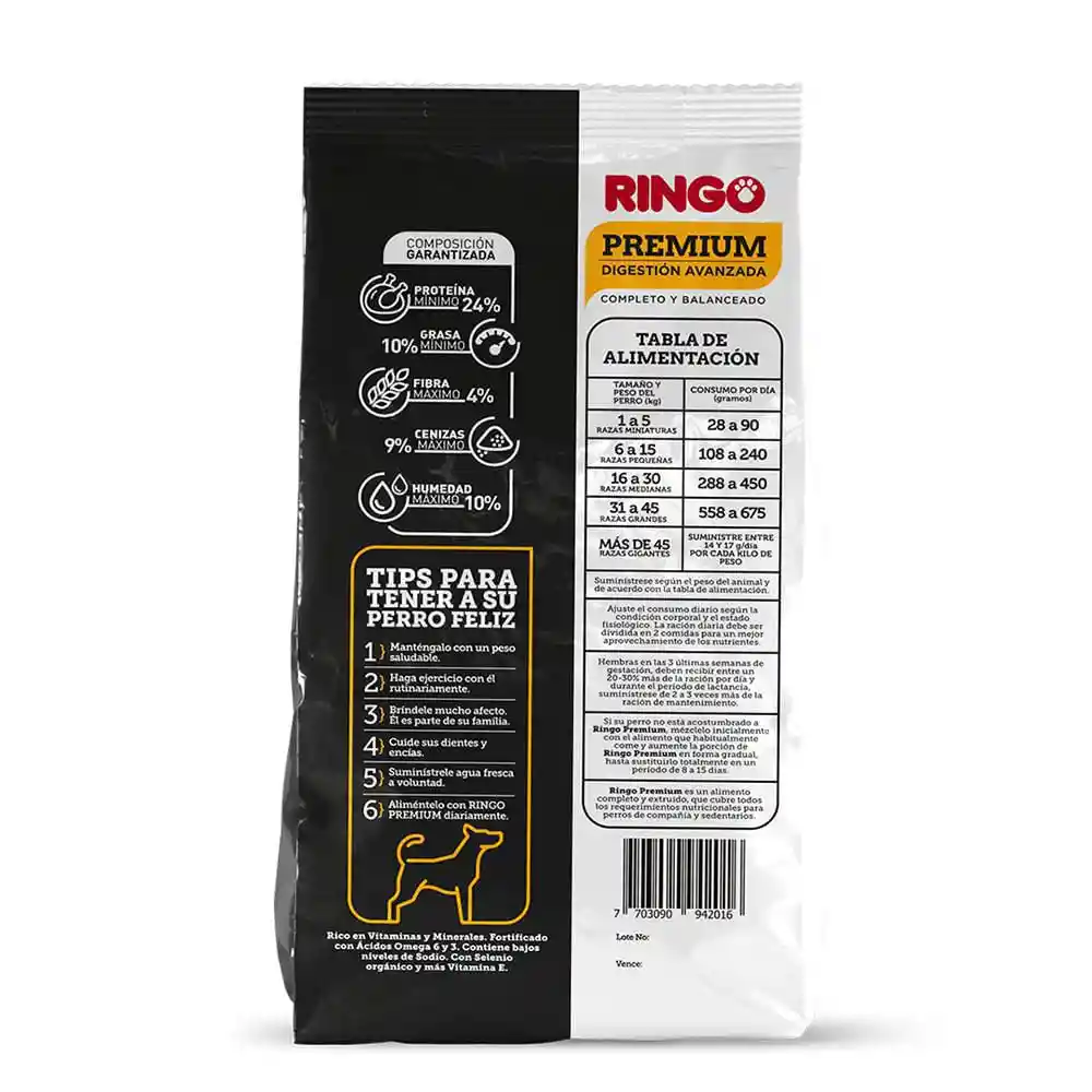 Ringo Alimento Premium para Perros Adultos Digestión Avanzada