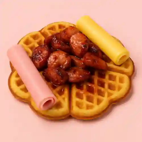 Waffle con Chorizo Caramelizado