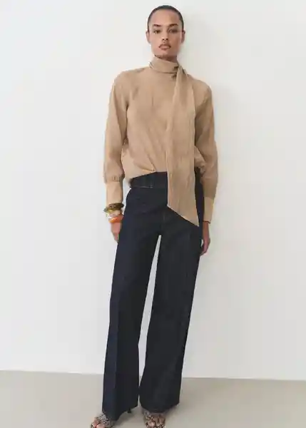 Blusa Brown Marrón Talla M Mujer Mango