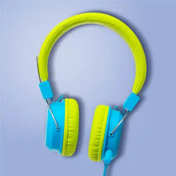 Audífonos Con Micrófono Kids Azul Verde 3.5 mm Mod 23L07 Miniso