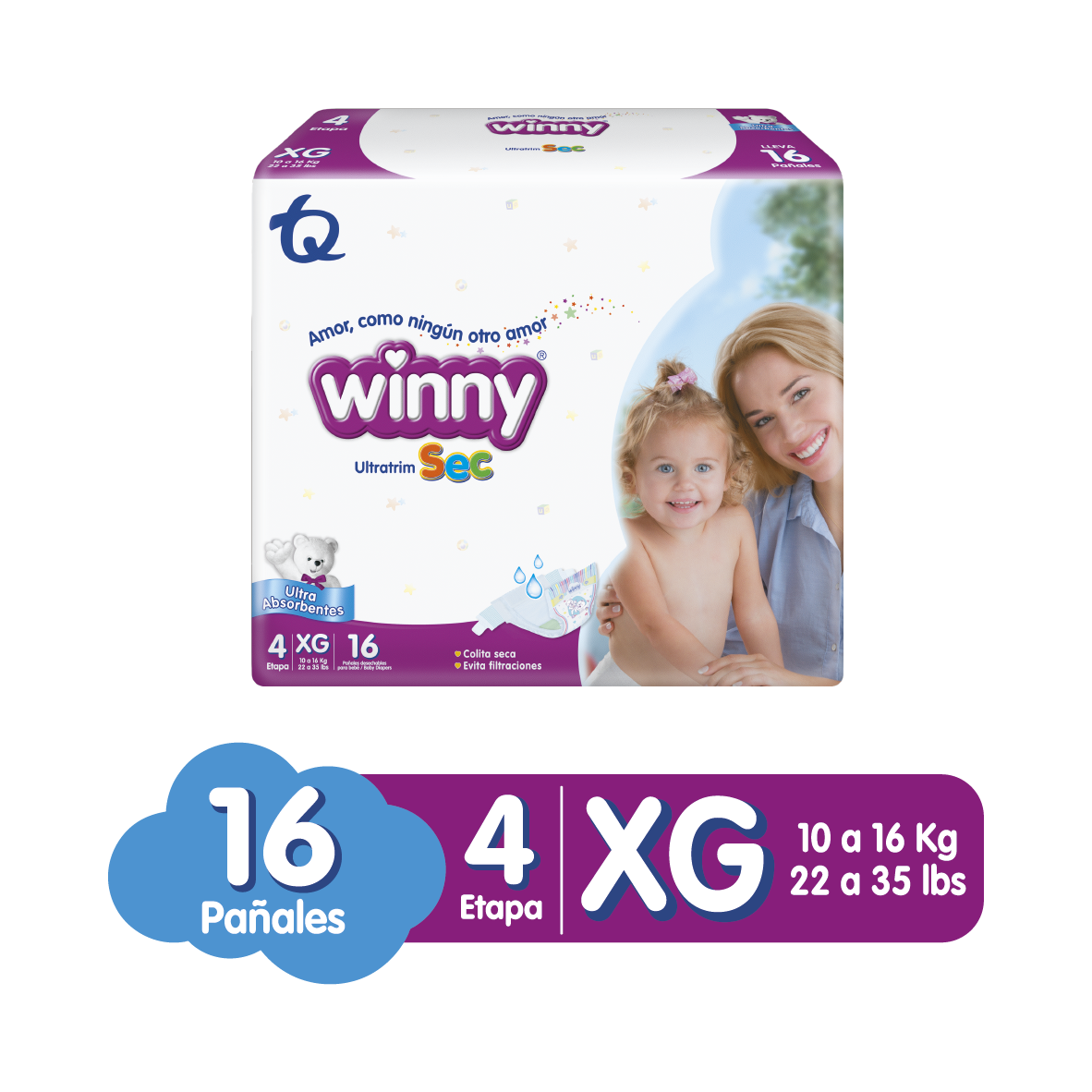 Winny Pañales Desechables Ultratrim Sec Etapa 4/XG 16 und