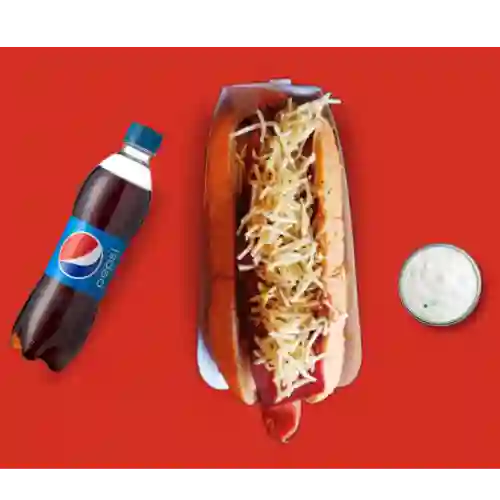 Perro Tocineta con Gaseosa 400Ml.