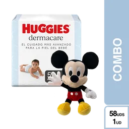Combo Pañal Huggies Dermacare 2/M + Disney Peluche Mickey Mouse