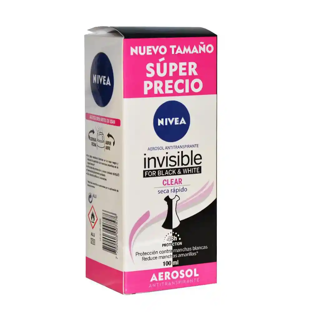 Nivea Desodorante Invisible Black y White Clear en Aerosol 