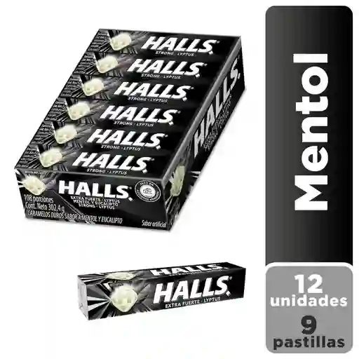 Halls Caramelo Duro Extra Fuerte Sabor a Mentol y Eucalipto