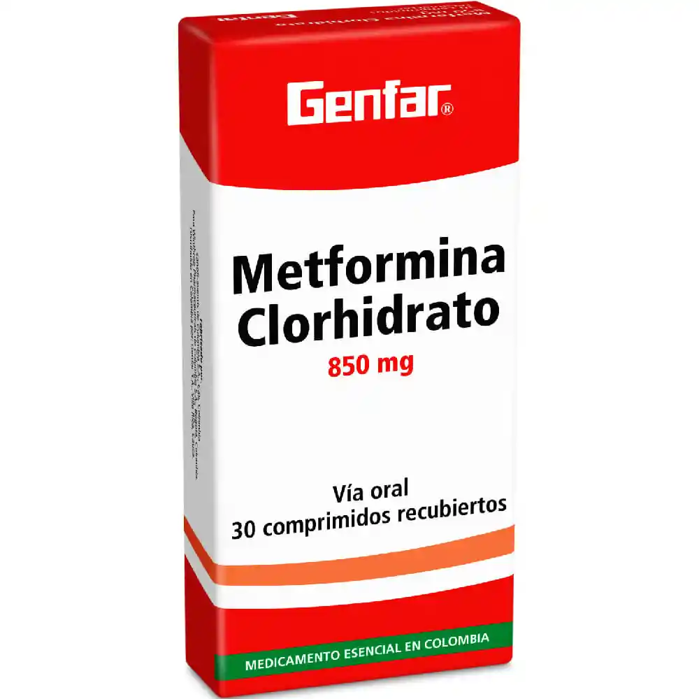 Genfar Metformina Clorhidrato Comprimidos Recubiertos (850 Mg)