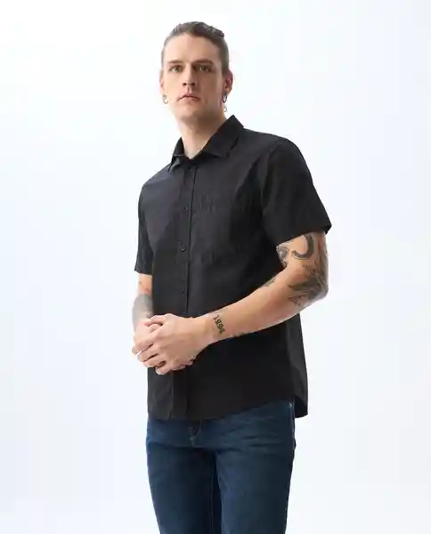 Camisa Hombre Negro Talla S 811G005_NEG190303 Americanino