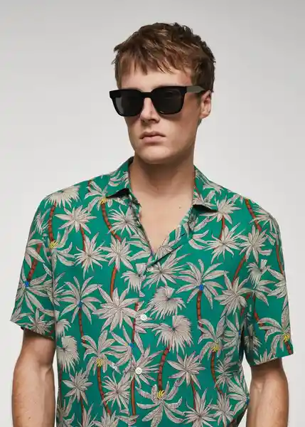 Camisa Palm-H Verde Talla M Hombre Mango