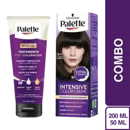 Combo Tinte Palette Color Creme 3-0 Castaño Oscuro + Tratamiento