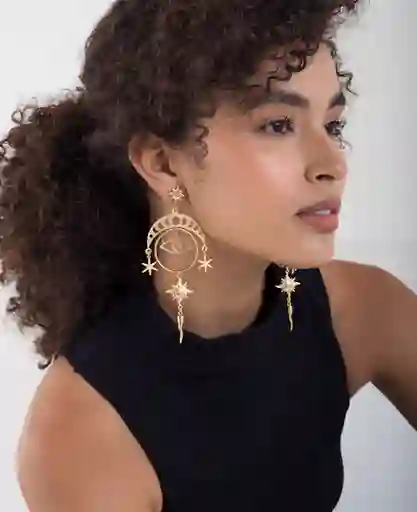 Aretes Dorados Amarillo Dorado Oscuro Mujer Naf Naf