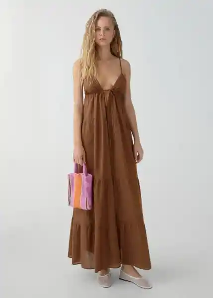 Vestido Aloha Marrón Talla L Mujer Mango