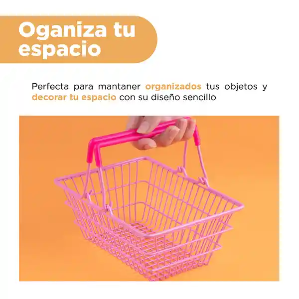 Organizador de Acero Tipo Cesta Rosa Serie Miniso