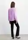 Blusa Plis Lila Talla XS Mujer Mango