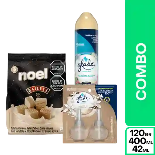 Combo Mamá Galleta Noel + Glade Paraiso Azul + Abrazos Vainilla