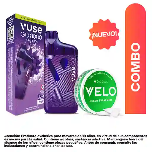 Combo Vuse Go Grape Ice 3% + VELO Menta Verde 4 mg