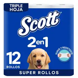 Papel Higiénico Scott 2 en 1 Jumbo Triple Hoja 2 Rollos