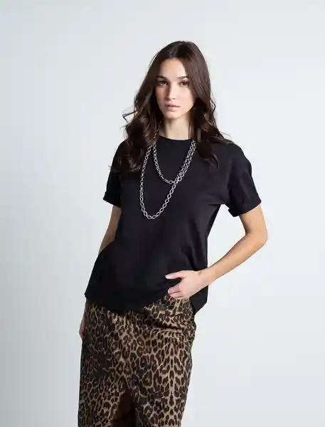 Camiseta Mujer Negro Puro Ultraoscuro Talla L 403F034 Naf Naf