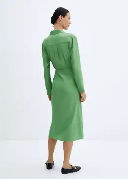 Vestido Crink-W Verde Talla S Mujer Mango