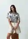 Camisa Buzin Mujer Azul Mezclilla Estampado Talla M Naf Naf